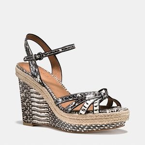 COACH Snake Skin Dalton Espadrille Wedge Sandals